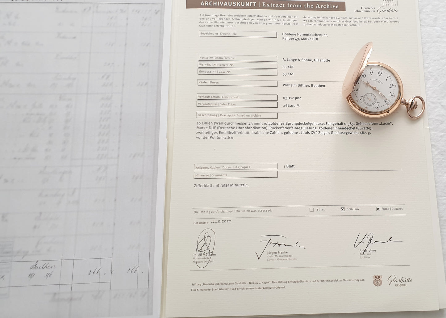 A. Lange & Söhne Glashütte 1904, Quality 1A