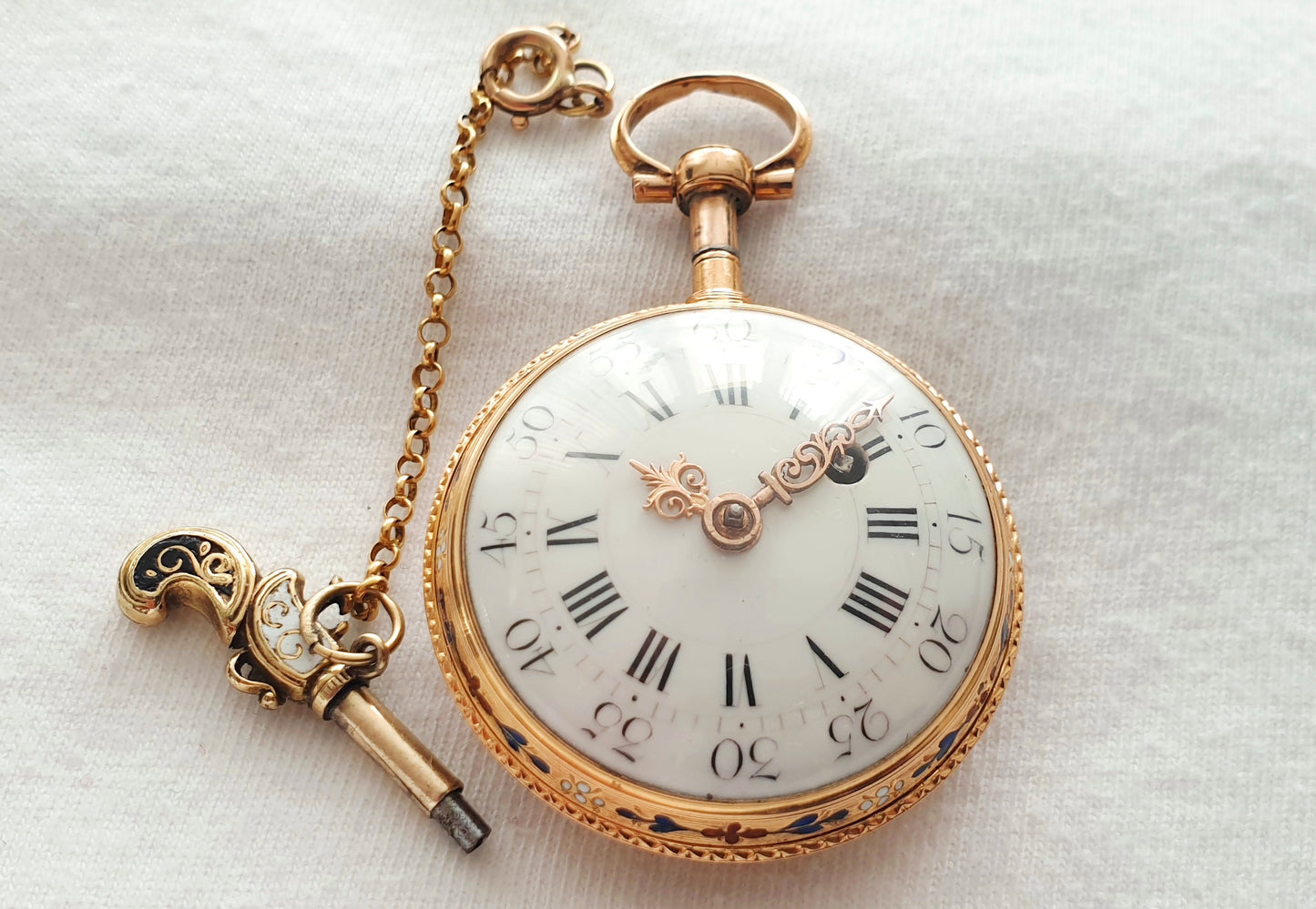 Gold enameled French verge fusee