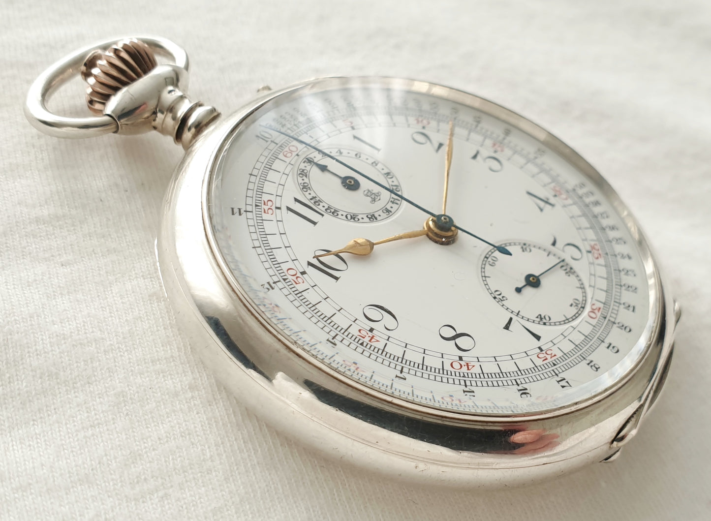 Silver Swiss chronograph tachymeter