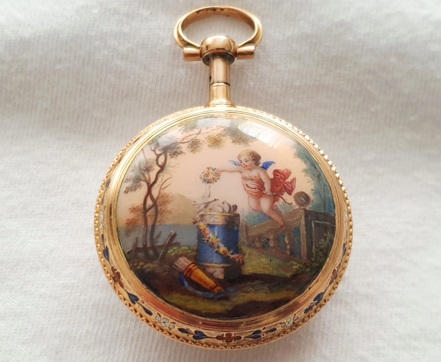 Gold enameled French verge fusee