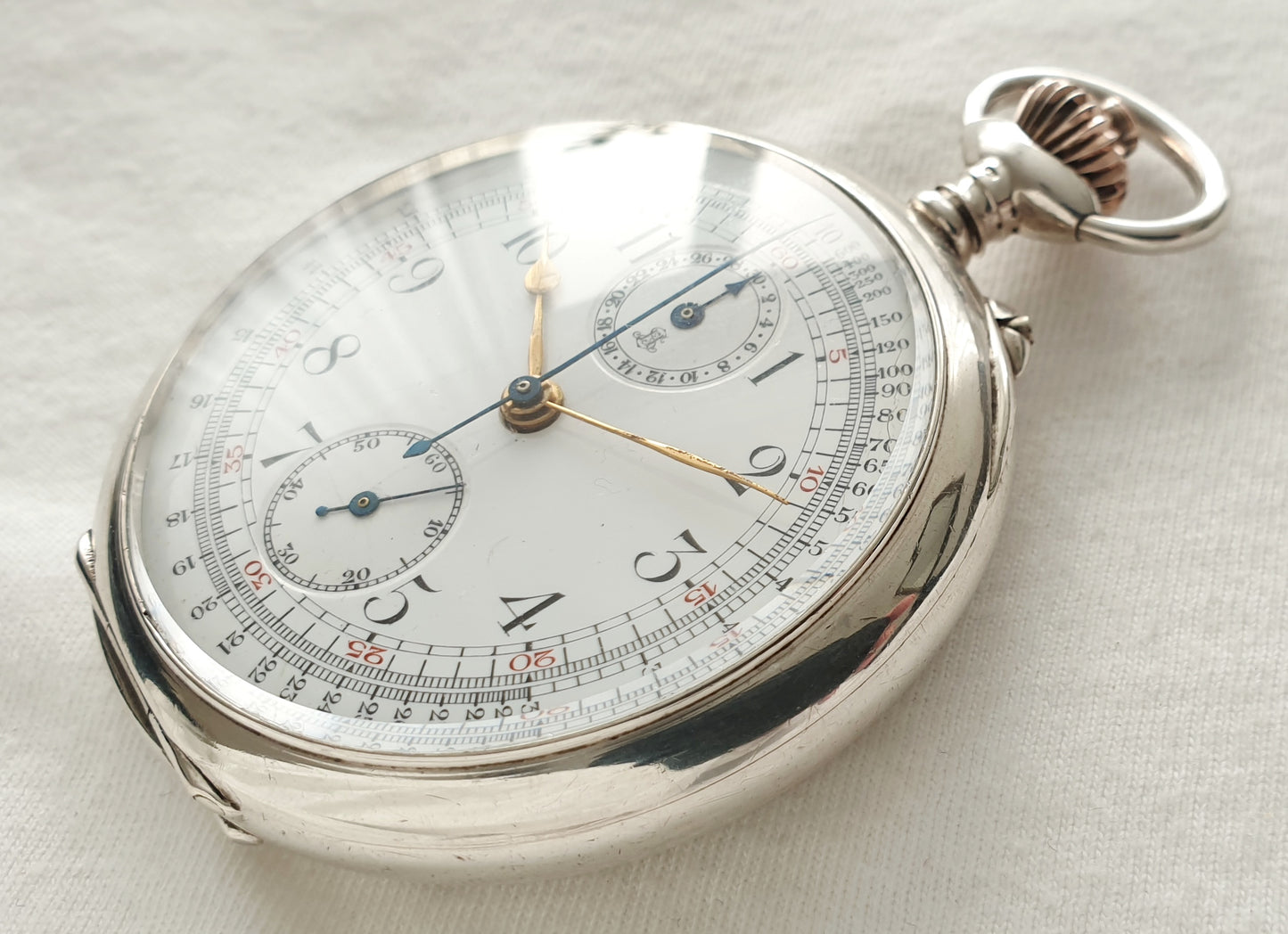 Silver Swiss chronograph tachymeter